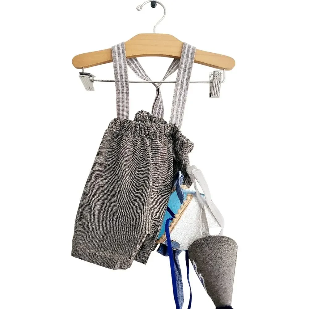 1st Birthday 4 pieceSuspender Short Hat bowtie Set
